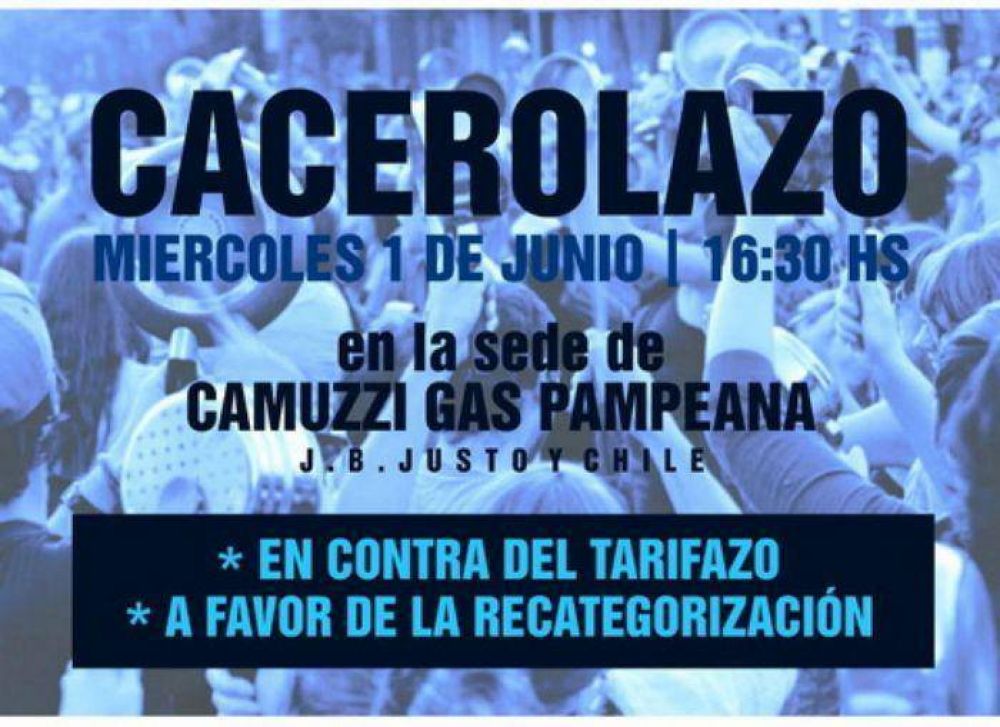 Cacelorazo en la puerta de Camuzzi contra el aumento 