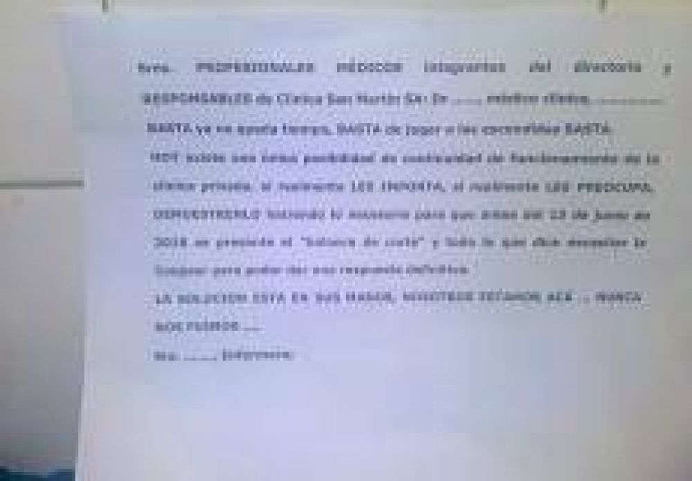 Cl�nica San Mart�n: Empleados exigen que un contador firme el 
