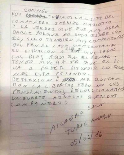 Otra carta de Milagro Sala desde la c�rcel: 