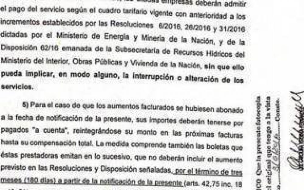 La justicia fren� el tarifazo en La Matanza