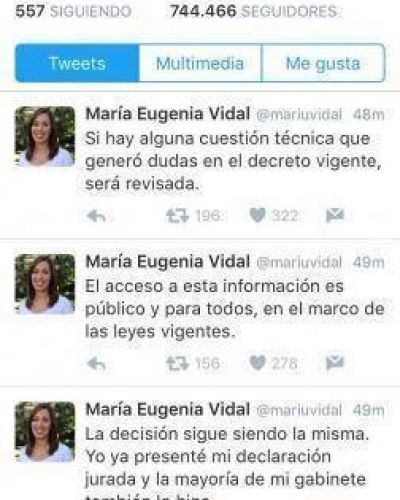 Declaraciones juradas: ante la pol�mica, Vidal anunci� que derogar� art�culos del decreto