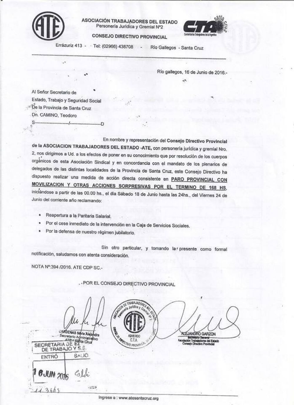 El paro de ATE seguir� toda esta semana, hasta el viernes 24