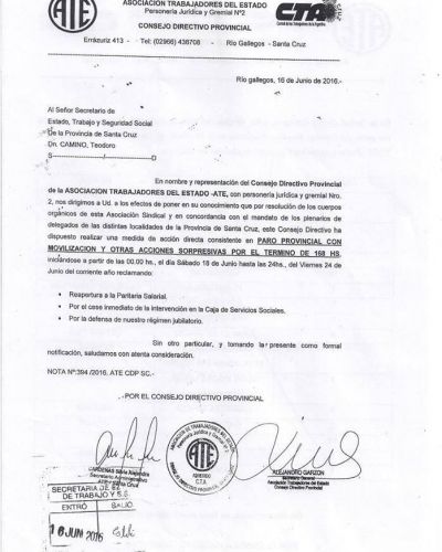 El paro de ATE seguir� toda esta semana, hasta el viernes 24