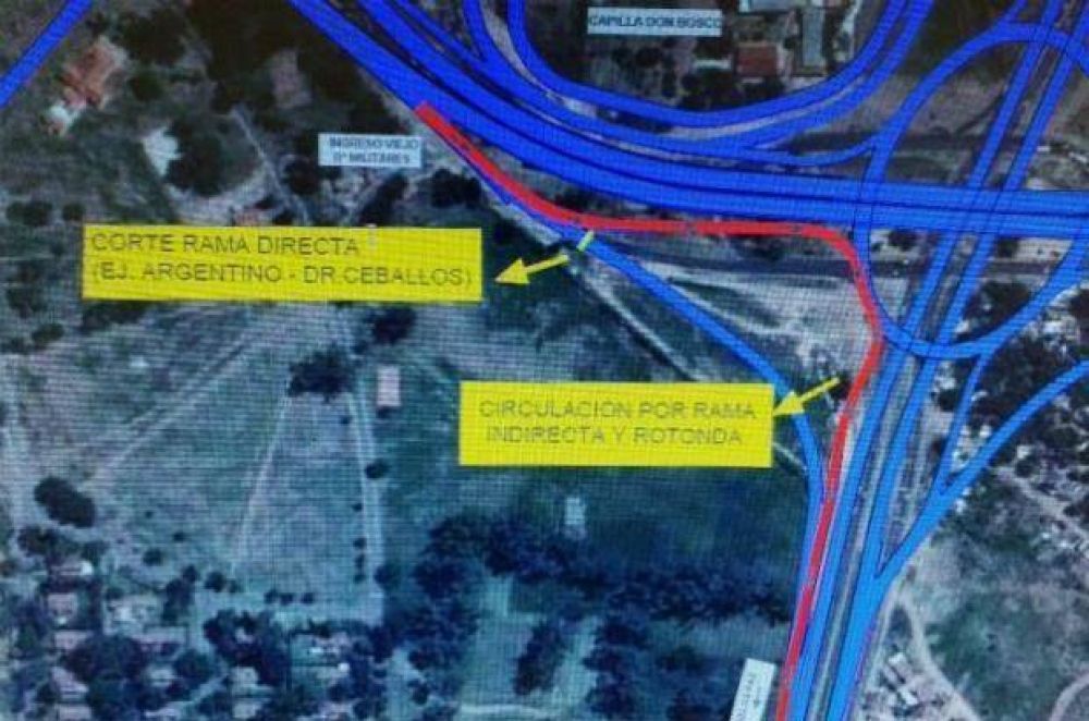 Nudo El Tropez�n: corte de calzada por obras