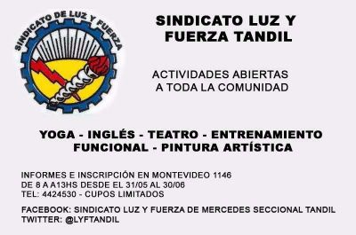 Hasta el 30 de junio est� abierta la inscripci�n en el Sindicato de Luz y Fuerza Tandil