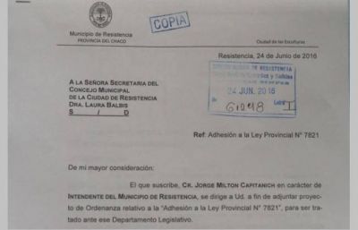 Coparticipaci�n: Capitanich elev� el proyecto