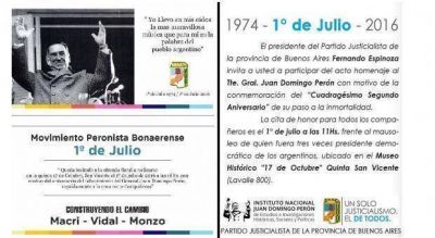 No se cruzan: El PJ y Cambiemos sacan turno para homenajear a Per�n