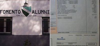 A un club de Turdera le lleg� una factura de gas por m�s de $32.000