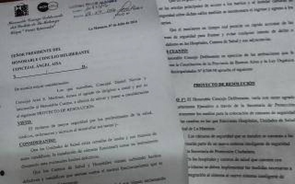 La Matanza: Concejales presentan proyecto para instalar c�maras de seguridad en hospitales y escuelas