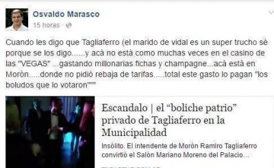 Desde el PRO tambi�n salieron a pegarle a Tagliaferro por la fiesta vip