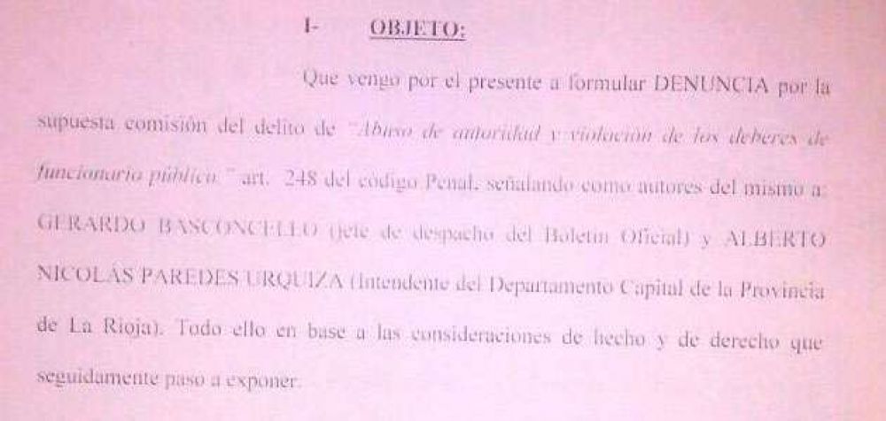 Denuncia a Paredes Urquiza: Estamos seguros de la pruebas que hemos presentado, dijo Cutrona