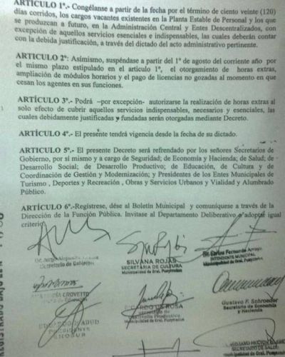 Congelan designaciones y suspenden horas extras en la Municipalidad