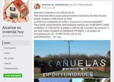 Dudas con un plan de viviendas que se difunde a trav�s de Facebook
