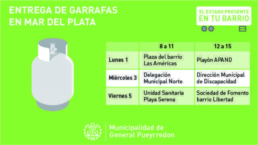 Est definido el cronograma de entrega de garrafas en Mar del Plata