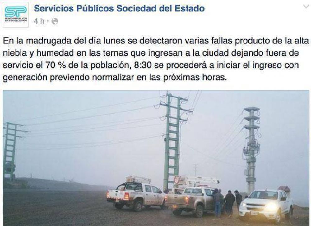 El carancho m�s famoso, el viento, la nieve, el fuego, el fr�o y ahora la niebla, entre los motivos por los que estamos hace 12 horas sin luz