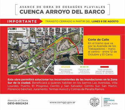   CUENCA DEL ARROYO DEL BARCO: AVANCE DE OSSE CON LA OBRA DE DESAG�ES PLUVIALES