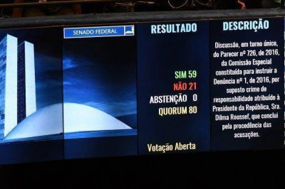 Dilma Rousseff a un paso de ser destituida: el Senado vot� a favor del juicio pol�tico     