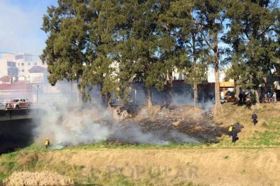 Prendieron fuego pastos a la vera del arroyo