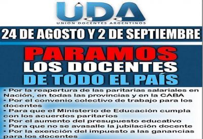 La UDA va al paro el mi�rcoles 24 de agosto, y el 2 de septiembre