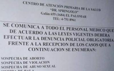Mor�n: Cuestionan a Tagliaferro por exigir a m�dicos que denuncien 