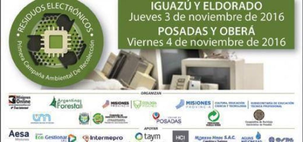 La campaa ambiental de recoleccin de residuos electrnicos se realizar en noviembre en Misiones