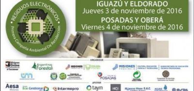 La campa�a ambiental de recolecci�n de residuos electr�nicos se realizar� en noviembre en Misiones
