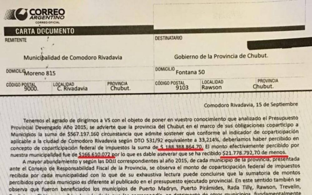 Linares le reclama al Gobierno $ 22 millones por una mala liquidacin de la coparticipacin