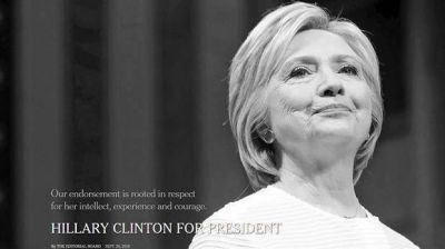 Con fuertes cr�ticas a Donald Trump, The New York Times respald� a Hillary Clinton