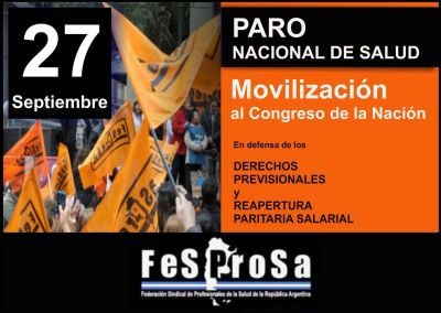 FESPROSA anuncia paro total en cinco provincia y paro parcial en otras siete provincias para el martes 27/09
