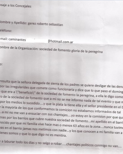 Nueva denuncia contra la delegada de Sierra, la acusan de apropiarse de fondos ben�ficos