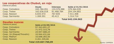 Cooperativas de Chubut ya le deben a CAMMES