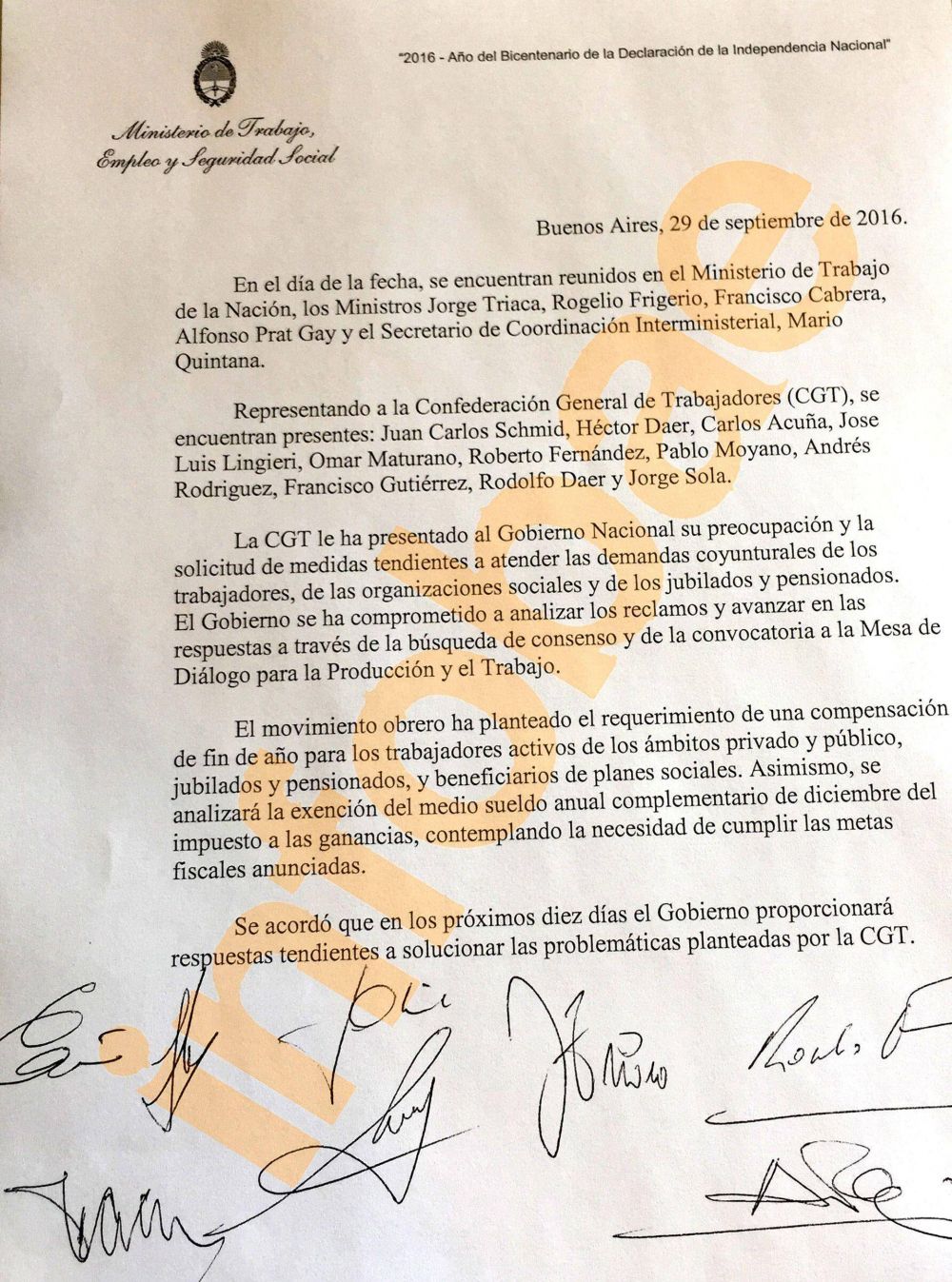 La CGT dej� en suspenso el paro luego de una reuni�n con el gobierno nacional