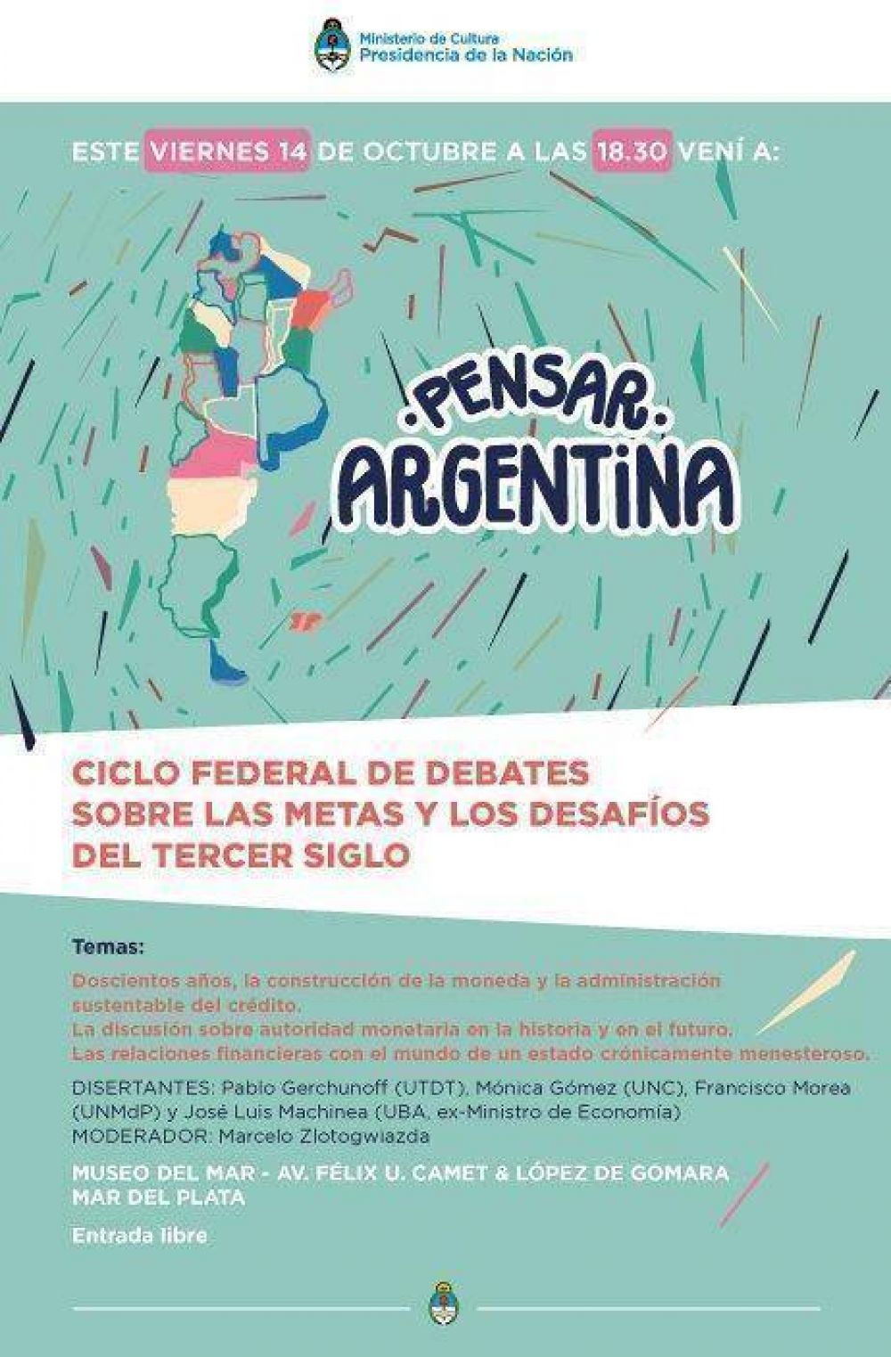Llega a Mar del Plata el ciclo federal de debates PENSAR ARGENTINA