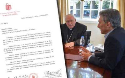 El Episcopado expres� su apoyo a la Mesa para la Producci�n y el Trabajo