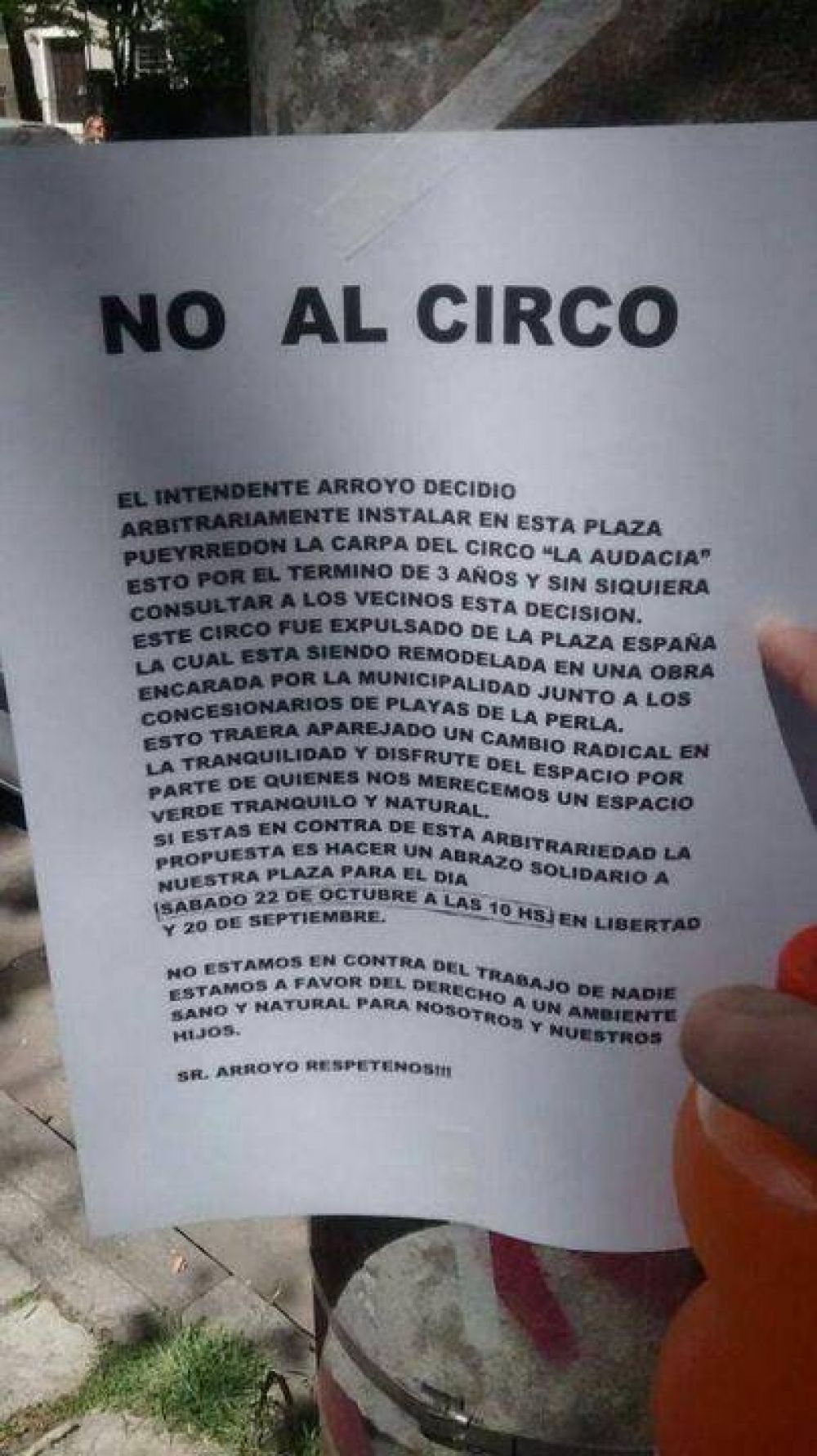 No quieren la carpa del circo en Plaza Pueyrredon