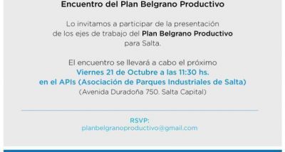 Presentar�n los ejes de trabajo del Plan Belgrano Productivo