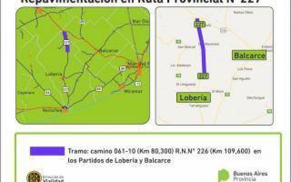 Repavimentan ruta 227 entre Lobera y Balcarce
