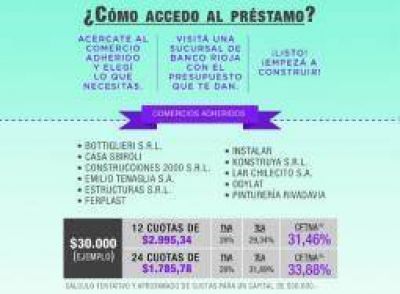 Banco Rioja lanz� novedosa l�nea de cr�dito para construcci�n