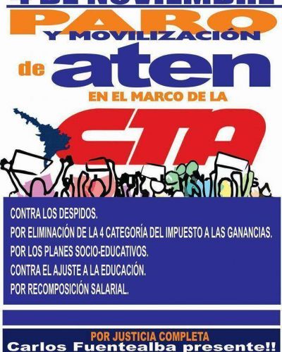 ATE Neuqu�n y ATEN har�n paro el pr�ximo 4 de noviembre