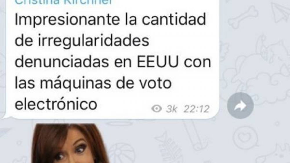 Elecciones en EE.UU.: Cristina Kirchner sali a criticar el sistema electoral electrnico