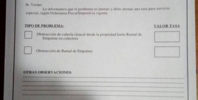 Cloacas: Habr� una planilla oficial para evitar abusos con los arreglos