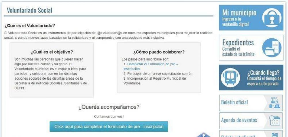 Se abri� la preinscripci�n para el voluntariado social en espacios municipales