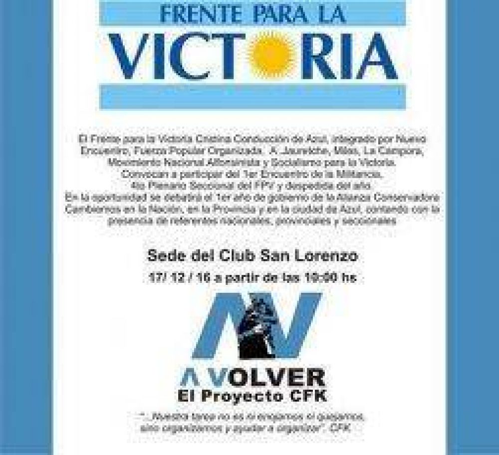 El Frente para la Victoria se re�ne en Azul