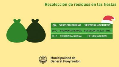 �C�mo ser� la recolecci�n de residuos en Navidad y A�o Nuevo?