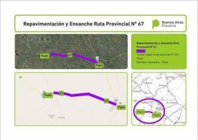 Repavimentar�n tramos de la ruta provincial n�mero 67 en Pig�� y el acceso a la ciudad de Puan