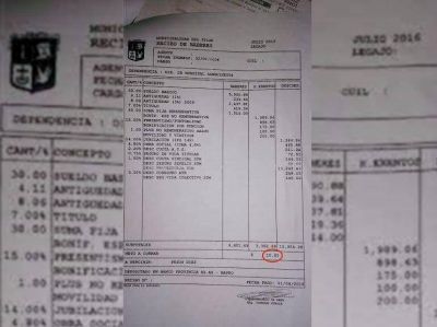 Pilar: Por un entongue entre Ducot� y ATE, un trabajador municipal cobr� 10 pesos de sueldo