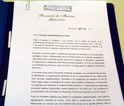 Passalacqua present� un proyecto para que Pozo Azul se convierta en un municipio