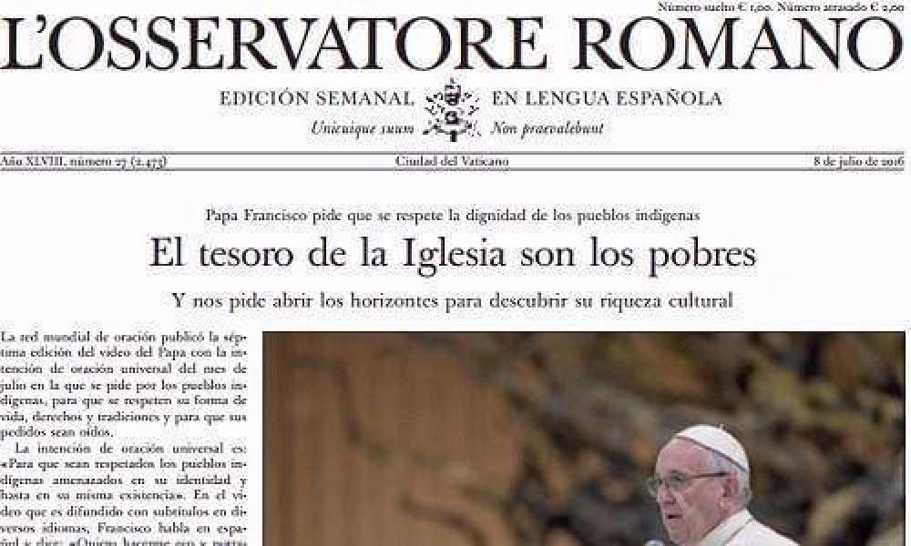 El diario del Vaticano destac el incremento de la pobreza durante el primer ao de Macri