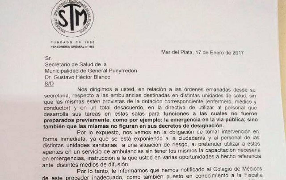 Denuncian falta de personal id�neo para las ambulancias y piden que sean retiradas de los centros de salud