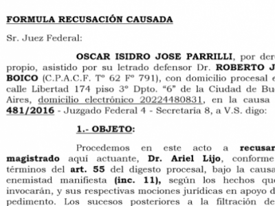 Parrilli pidi� que se aparte a Lijo por filtrar las escuchas
